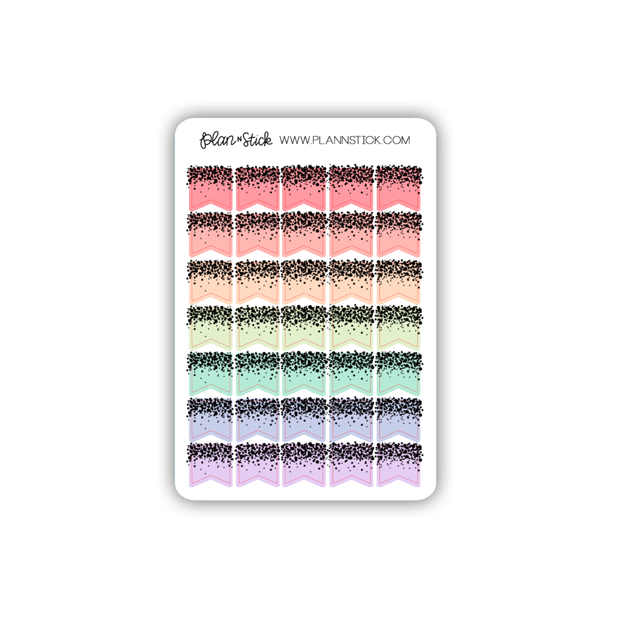 Bow Planner Stickers in Pastel Rainbow Colours 