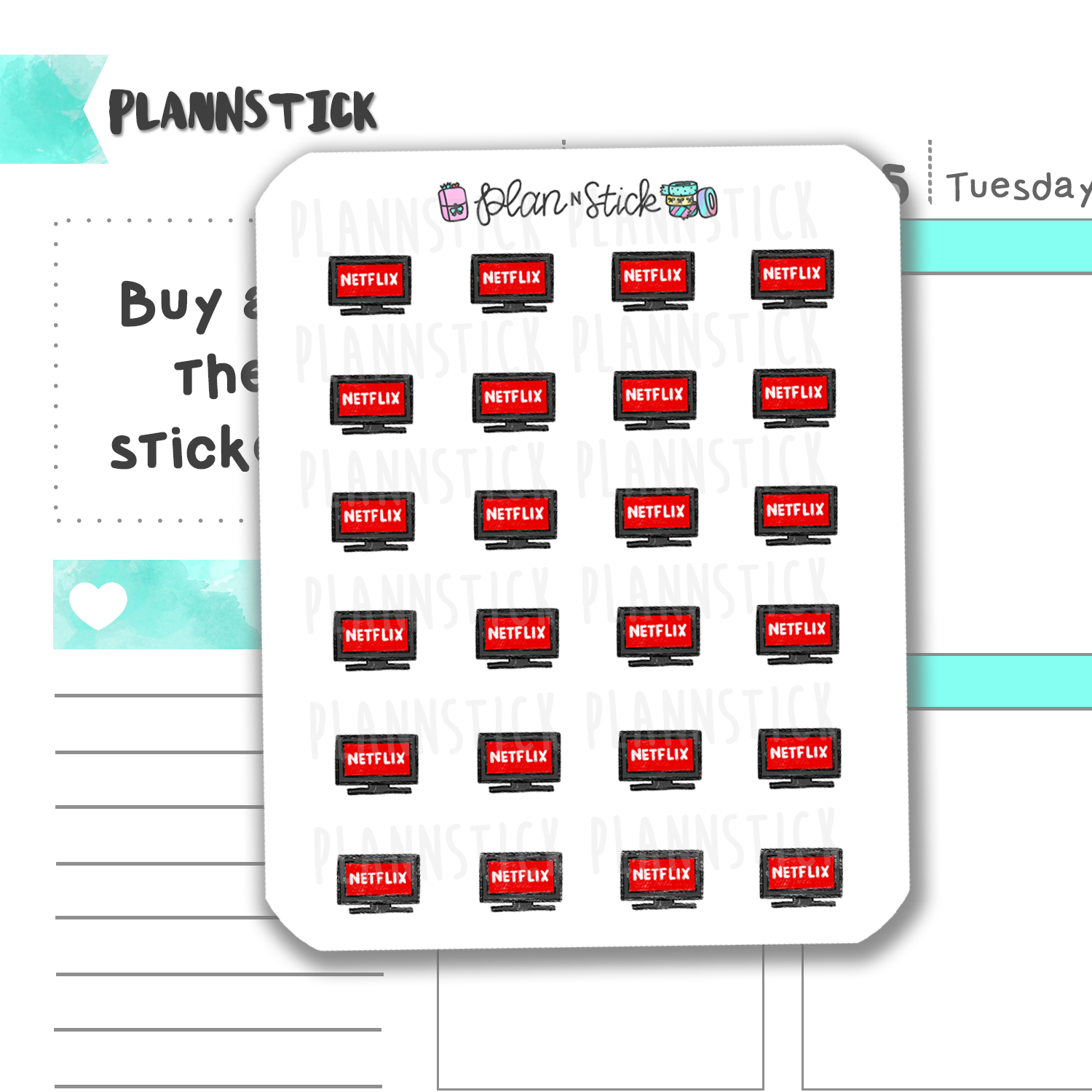 Netflix TV Reminder Doodle Stickers – Plan N Stick